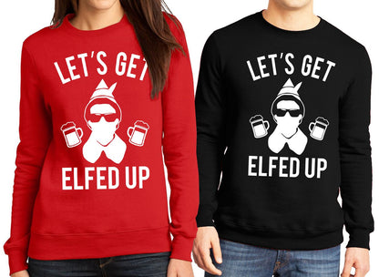 LET'S GET ELFED UP Unisex Christmas Sweater – Beer Mugs Version