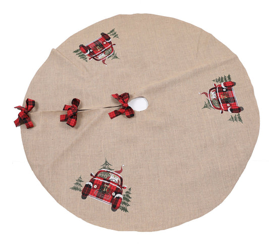 Santa Claus Riding on Car Tree Skirt – 56-Inch Round