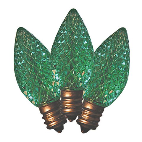 C7 Green LED Christmas Bulbs – Indoor/Outdoor (25 Pack)