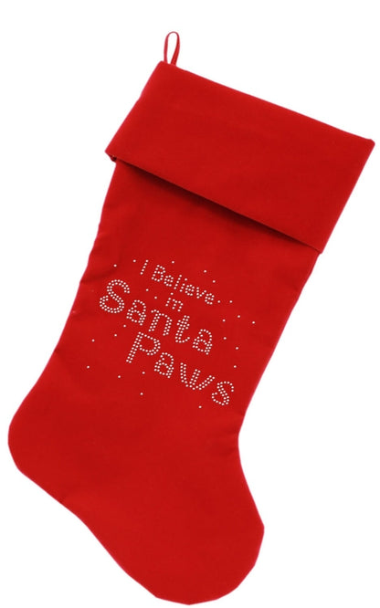 Christmas Stocking Rhinestone, "I Believe In Santa Paws"