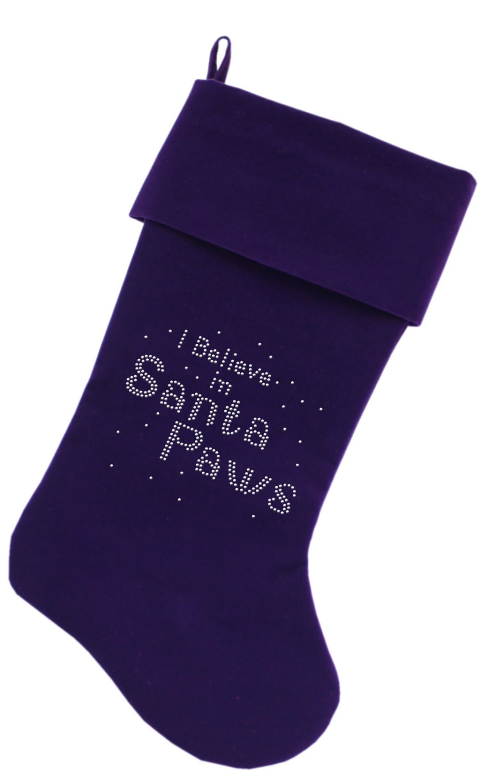 Christmas Stocking Rhinestone, "I Believe In Santa Paws"