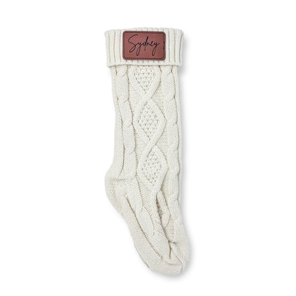 Personalized Christmas Stockings with Engraved Leather Patch