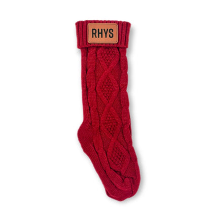 Personalized Christmas Stockings with Engraved Leather Patch