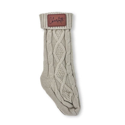 Personalized Christmas Stockings with Engraved Leather Patch